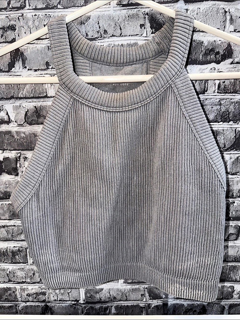 Aerie Ribbed Tank Top in Gray Large